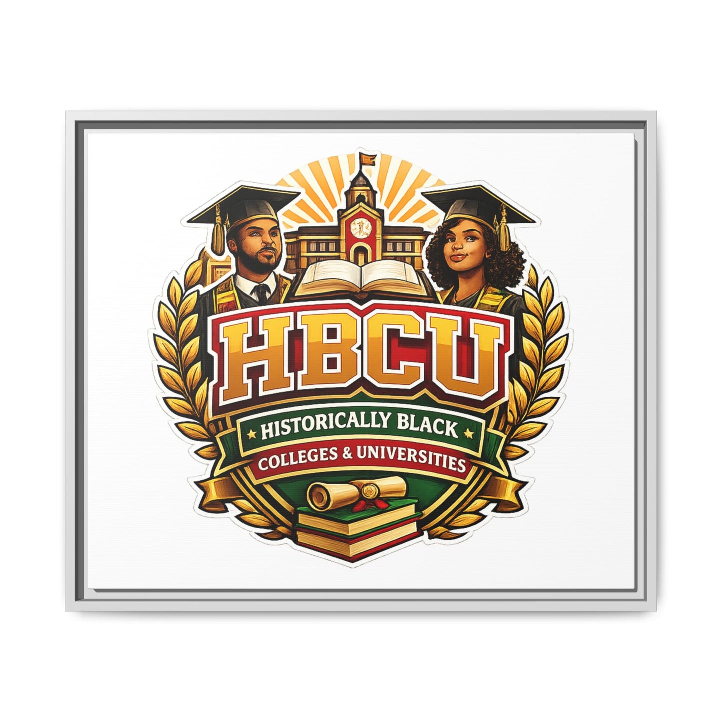 HBCU Crest Framed Canvas — Historically Black Colleges & Universities Wall Art
