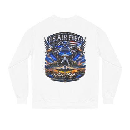 U.S. Air Force Crewneck Sweatshirt — "Aim High" Fighter Jet Graphic