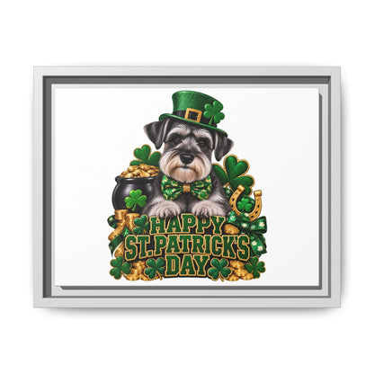 Happy St. Patrick’s Day Schnauzer Framed Canvas