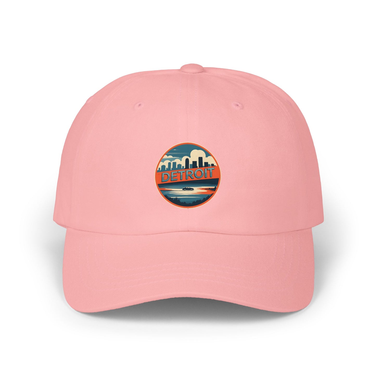 Detroit Skyline Dad Cap – Retro Circle Patch Hat