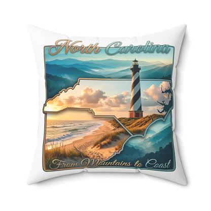 North Carolina Lighthouse Coastal Pillow — From Mountains to Coast Decorative Throw Pillow
