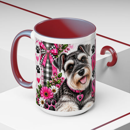 Life Is Better With A Miniature Schnauzer Accent Coffee Mug — Pink Paw Print Dog Lover Gift (11/15oz)