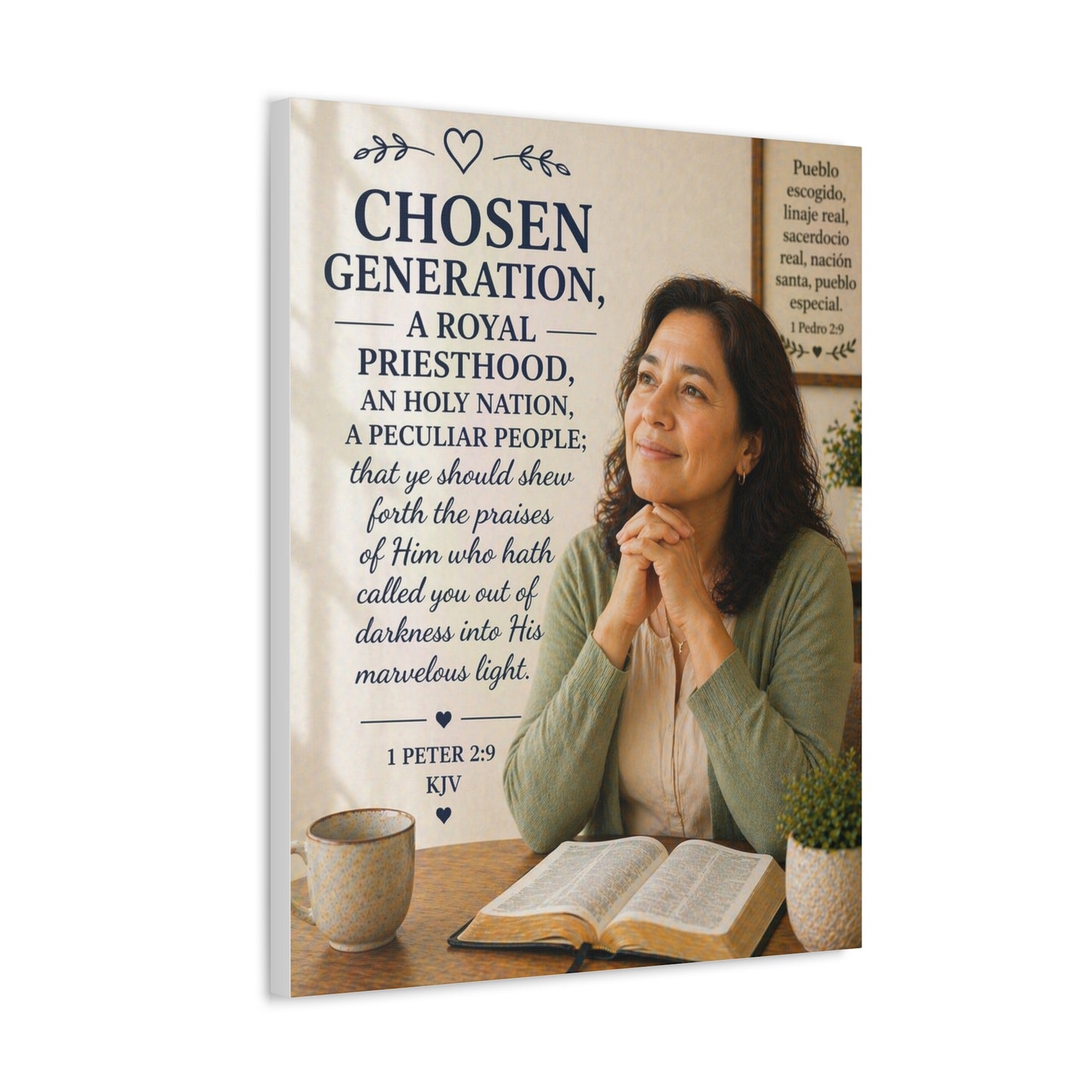 Chosen Generation Canvas Wall Art — 1 Peter 2:9 Inspirational Bible Verse Stretched Canvas
