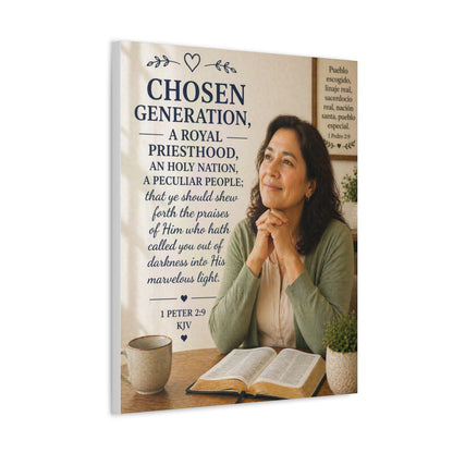 Chosen Generation Canvas Wall Art — 1 Peter 2:9 Inspirational Bible Verse Stretched Canvas