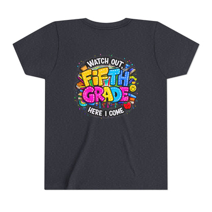 Fifth Grade T‑Shirt for Kids - "Watch Out Fifth Grade Here I Come" Back-to-School Tee