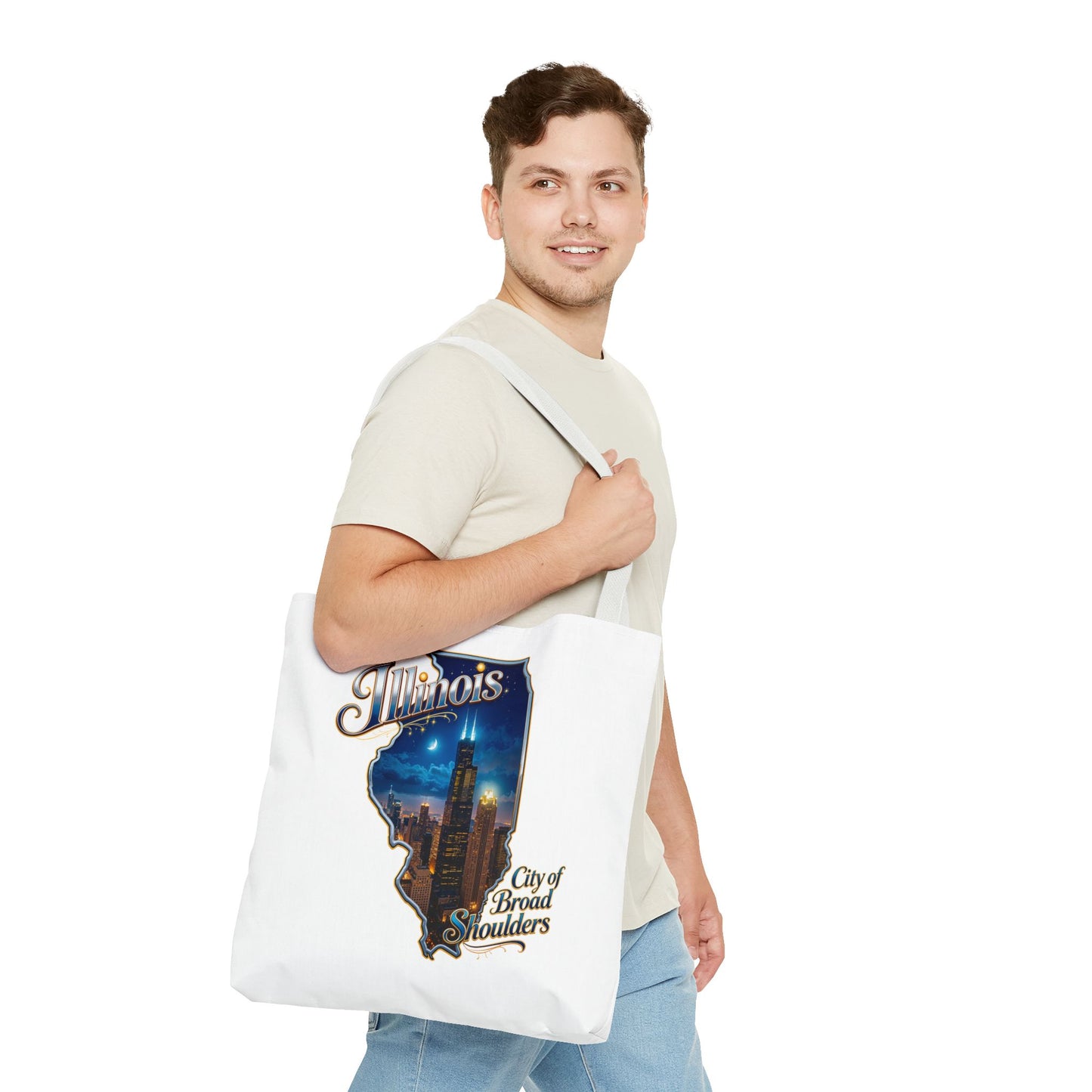 Illinois Skyline Tote Bag — "City of Broad Shoulders" Chicago Night Design