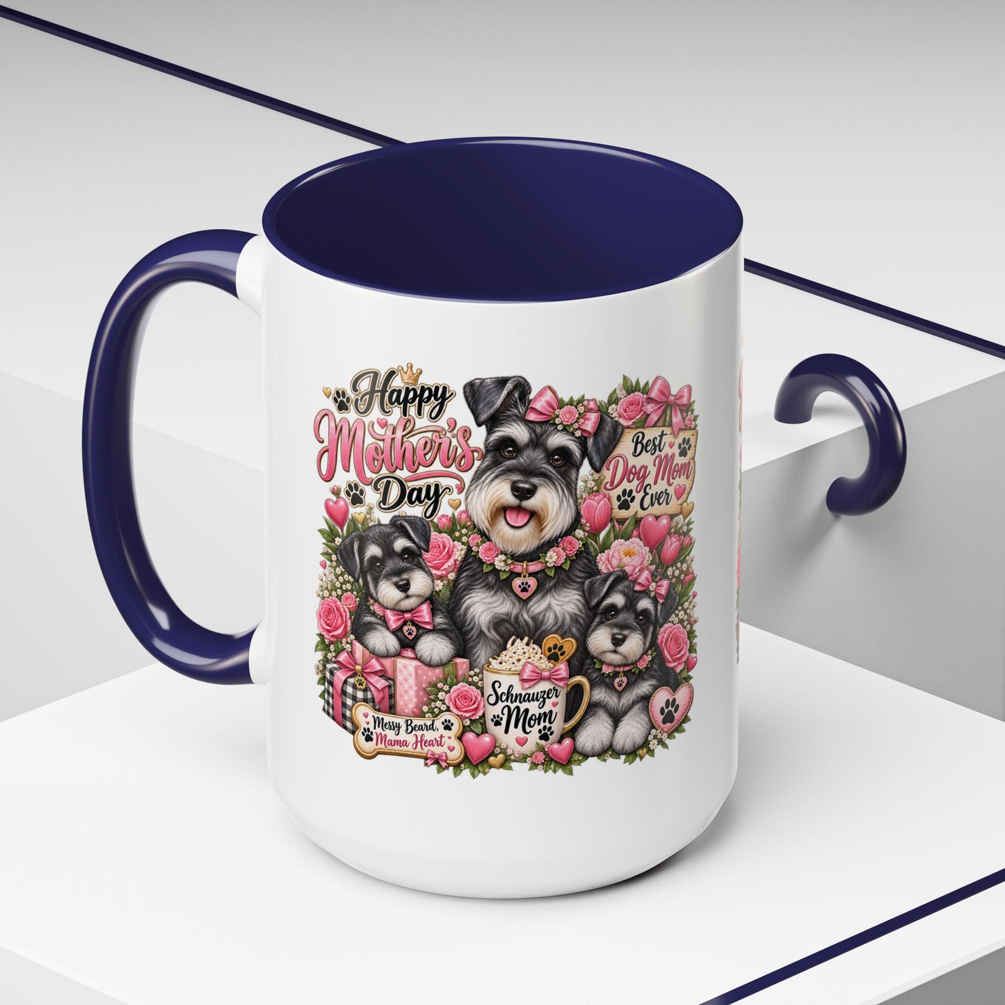 Mother's Day Schnauzer Coffee Mug — "Best Dog Mom Ever" Accent Mug (11/15oz)