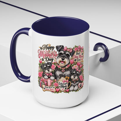 Mother's Day Schnauzer Coffee Mug — "Best Dog Mom Ever" Accent Mug (11/15oz)