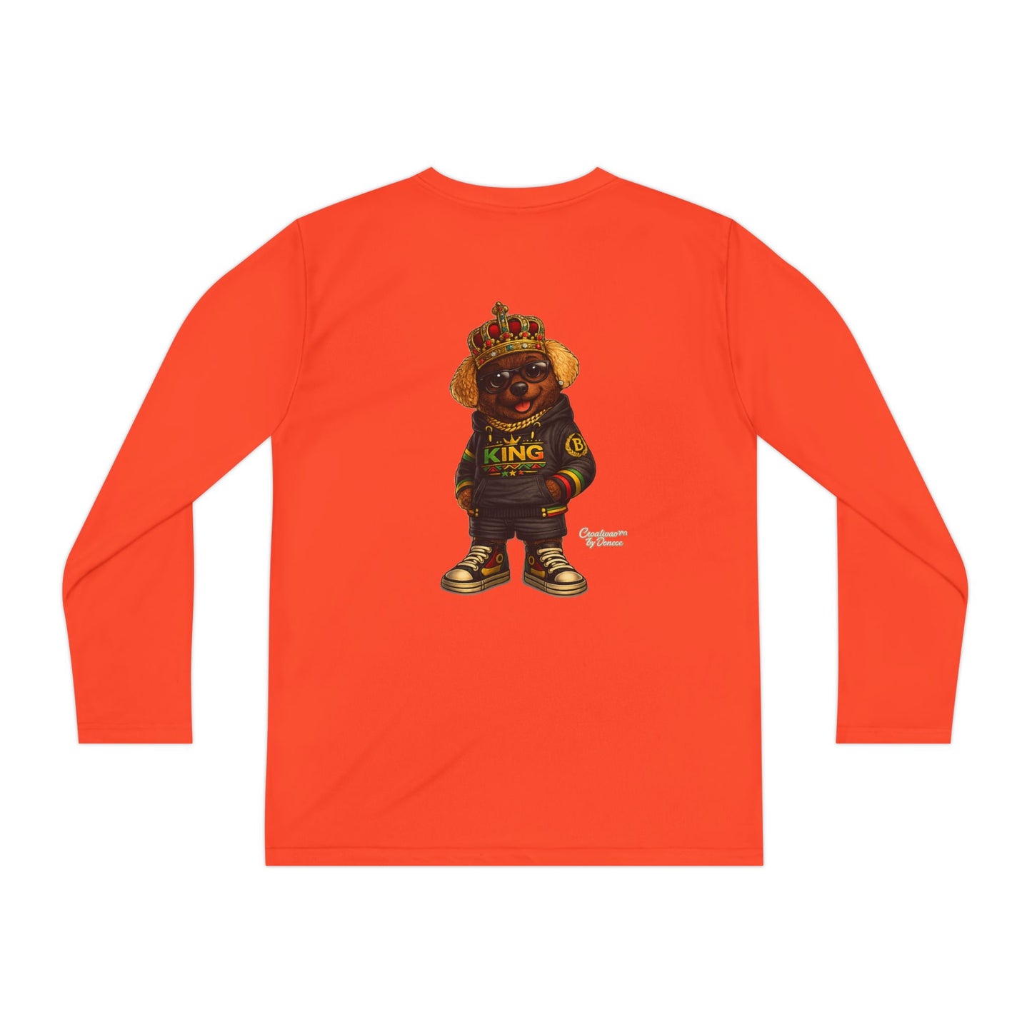 Youth Long Sleeve Tee — 'King' Bear Graphic