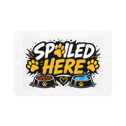 Pet Food Mat — "Spoiled Here" Non-Slip Feeding Mat for Dogs & Cats (12x18)