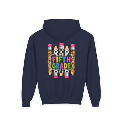 Fifth Grade Kids Hoodie — Colorful Pencil Back‑to‑School Sweatshirt for Students