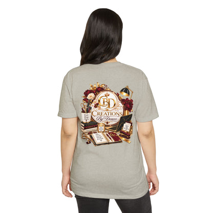Creations by D’Donne Logo T‑Shirt — Vintage Book & Desk Design