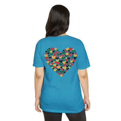 Heart Pattern T-Shirt — Colorful Hand-Drawn Hearts Graphic Tee