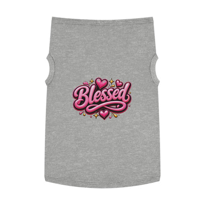 Blessed Pet Tank Top — Pink Heart Graphic Dog Shirt