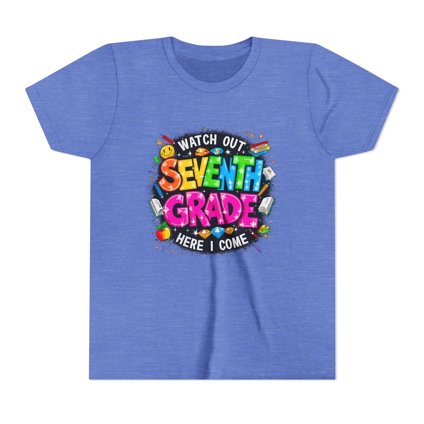 Seventh Grade Kids T‑Shirt — "Watch Out Seventh Grade Here I Come" Back‑to‑School Tee