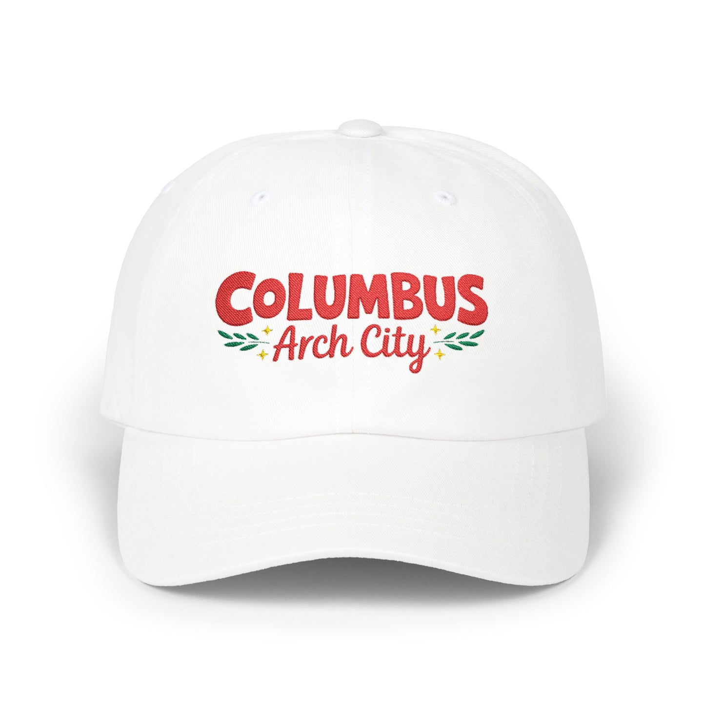 Columbus Arch City Dad Cap — Retro Script Embroidered Baseball Hat