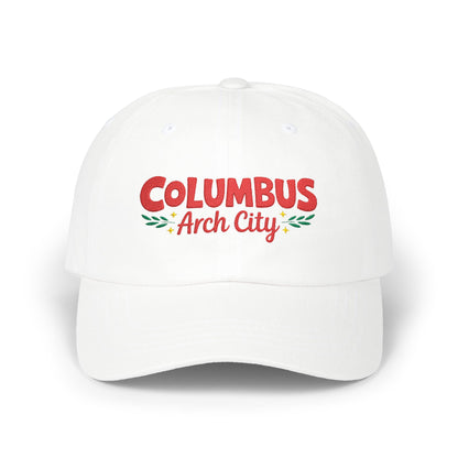 Columbus Arch City Dad Cap — Retro Script Embroidered Baseball Hat
