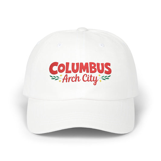 Columbus Arch City Dad Cap — Retro Script Embroidered Baseball Hat