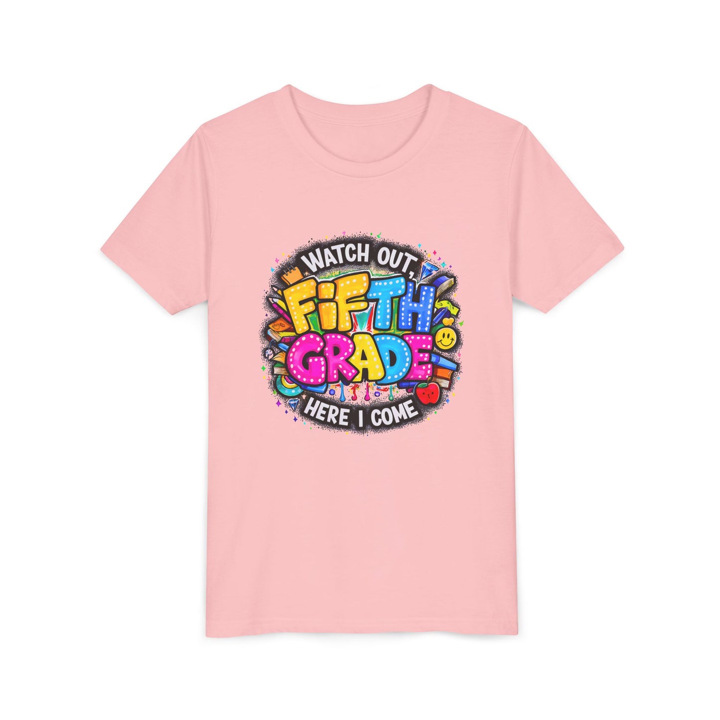 Fifth Grade T‑Shirt for Kids - "Watch Out Fifth Grade Here I Come" Back-to-School Tee
