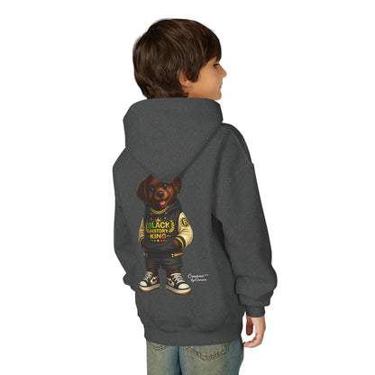 Youth Hoodie — 'Black History Kid' Puppy Graphic Sweatshirt
