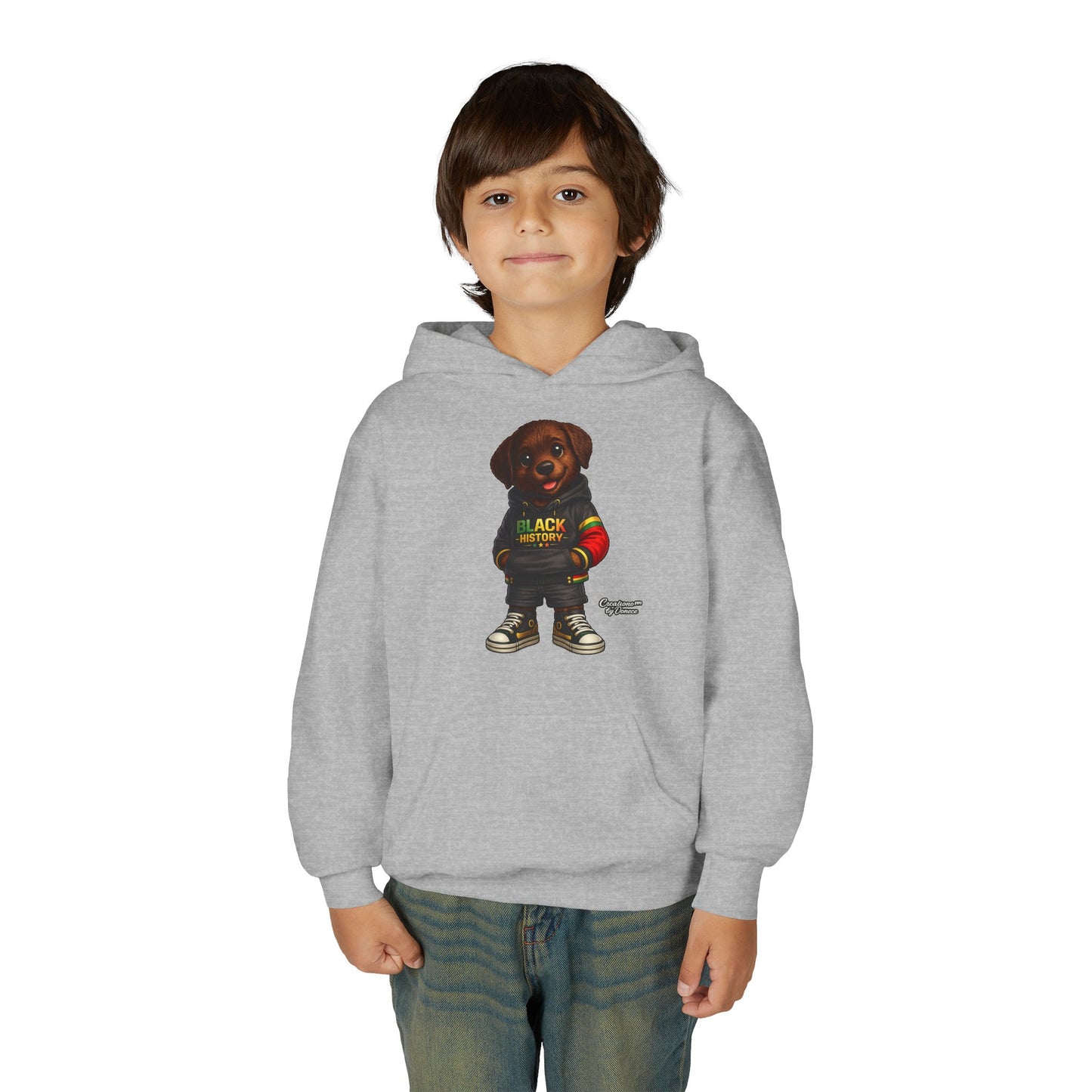 Youth Hoodie - Cute Rottweiler Puppy 'Black History' Graphic Sweatshirt for Kids