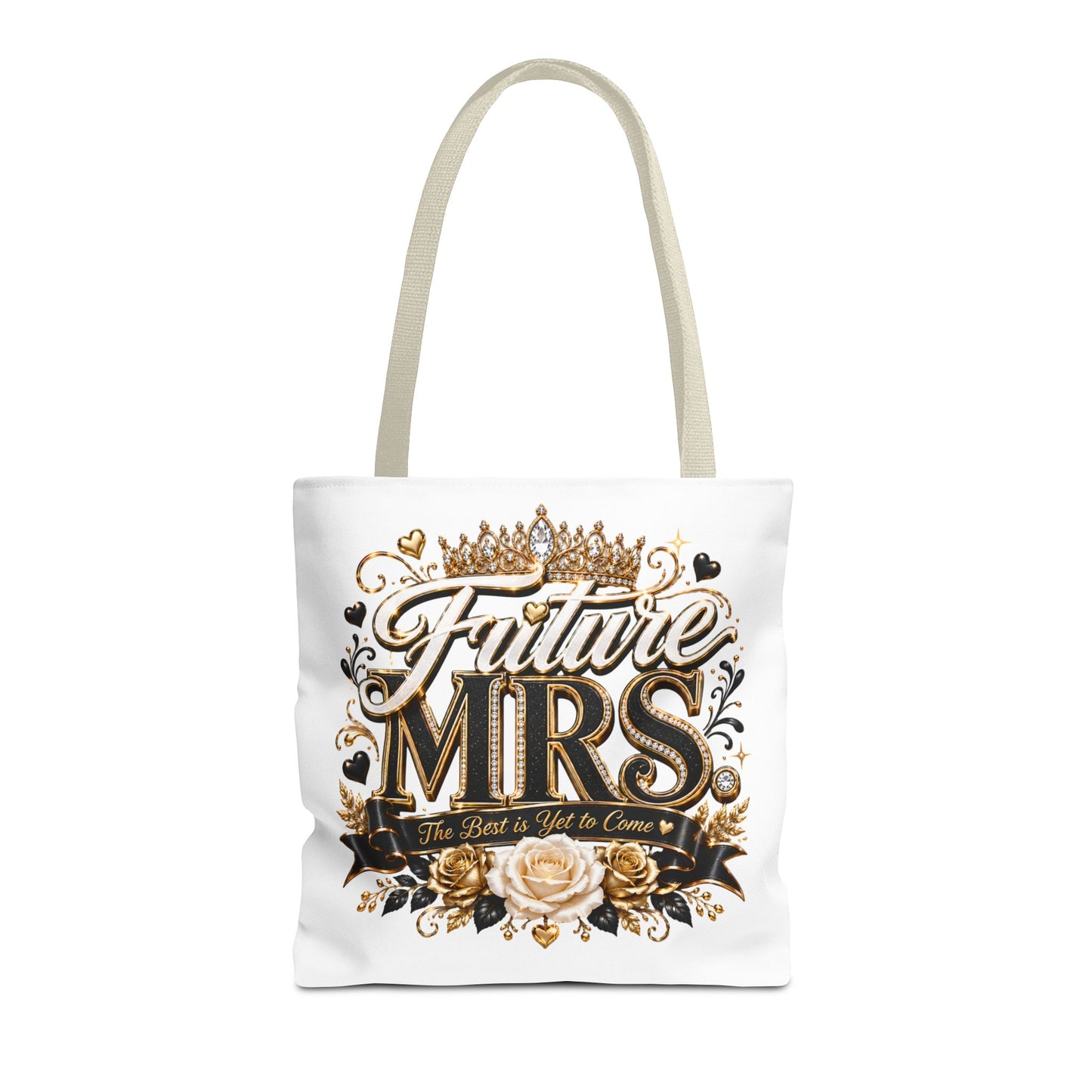 Future Mrs. Tote Bag — Bridal Bachelorette Gift Bag with Gold Crown Design