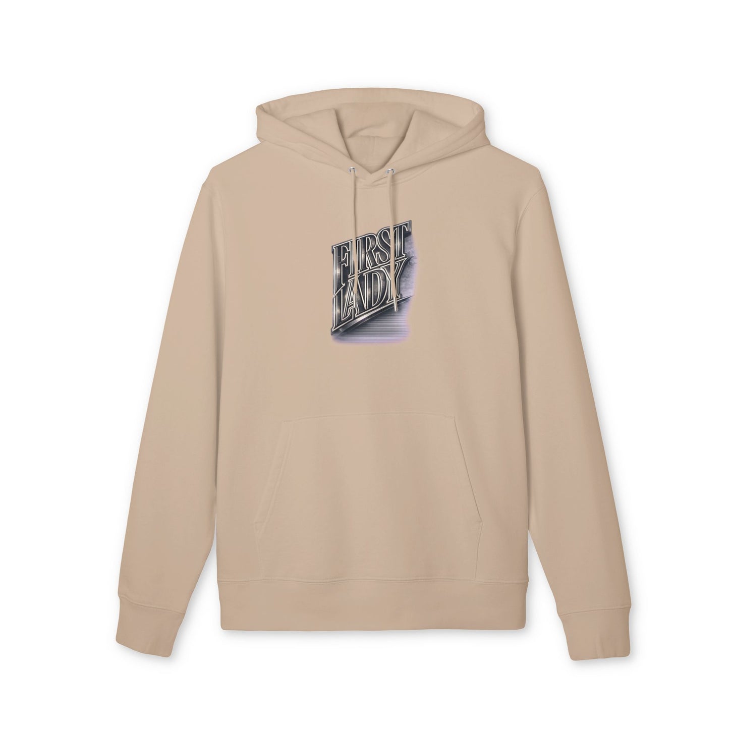 First Lady Graphic Hoodie — Retro Metallic Lettering Pullover