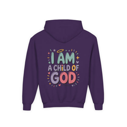 Youth Hoodie — "I Am a Child of God" Inspirational Kids Hooded Sweatshirt