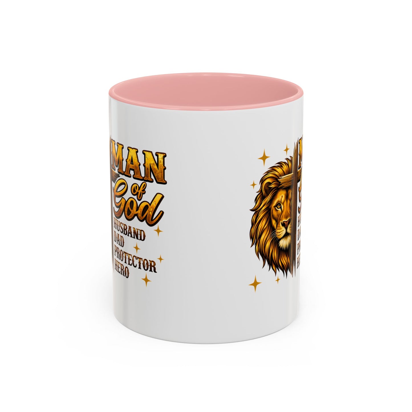 Man of God Lion Coffee Mug — 'Man of God' Religious Gift for Husband, Dad, Protector