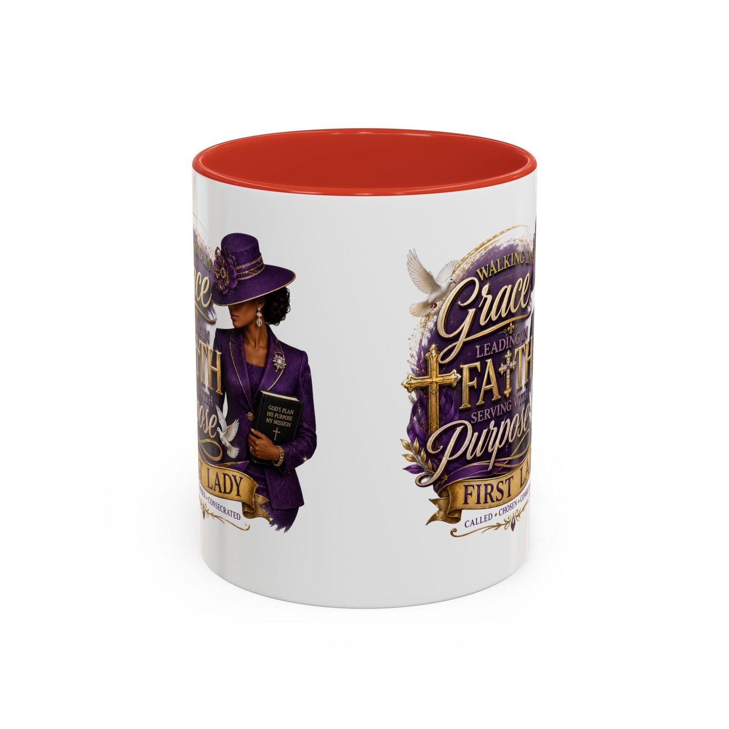 Faith & Purpose Accent Coffee Mug — First Lady Church Design (11/15oz)
