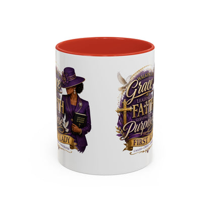 Faith & Purpose Accent Coffee Mug — First Lady Church Design (11/15oz)