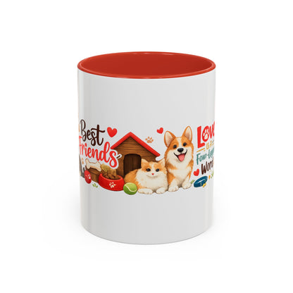 Dog Lover Accent Coffee Mug — “Love is a Four-Legged Word” Ceramic Gift