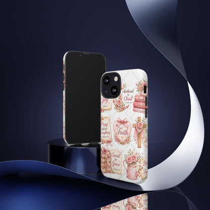 Faith Floral Phone Case – Christian Inspirational Scripture iPhone Cover (Choose Joy, Pray, Faith)