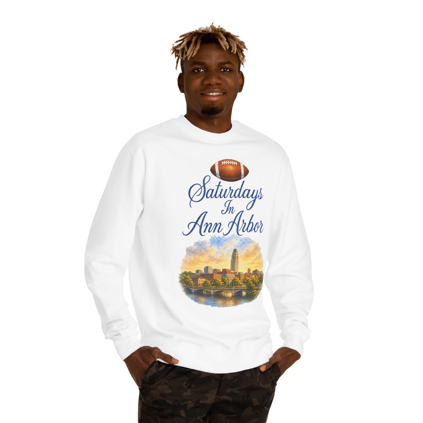 Saturdays in Ann Arbor Sweatshirt — Football Skyline Crewneck