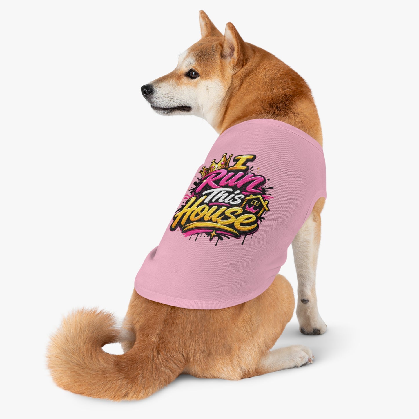 Pet Tank Top — "I Run This House" Graphic Dog & Cat Shirt