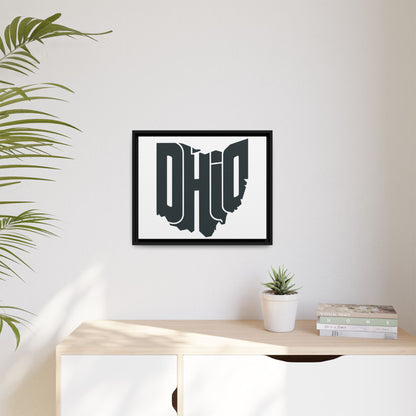 Ohio State Silhouette Matte Framed Canvas — Modern State Wall Art