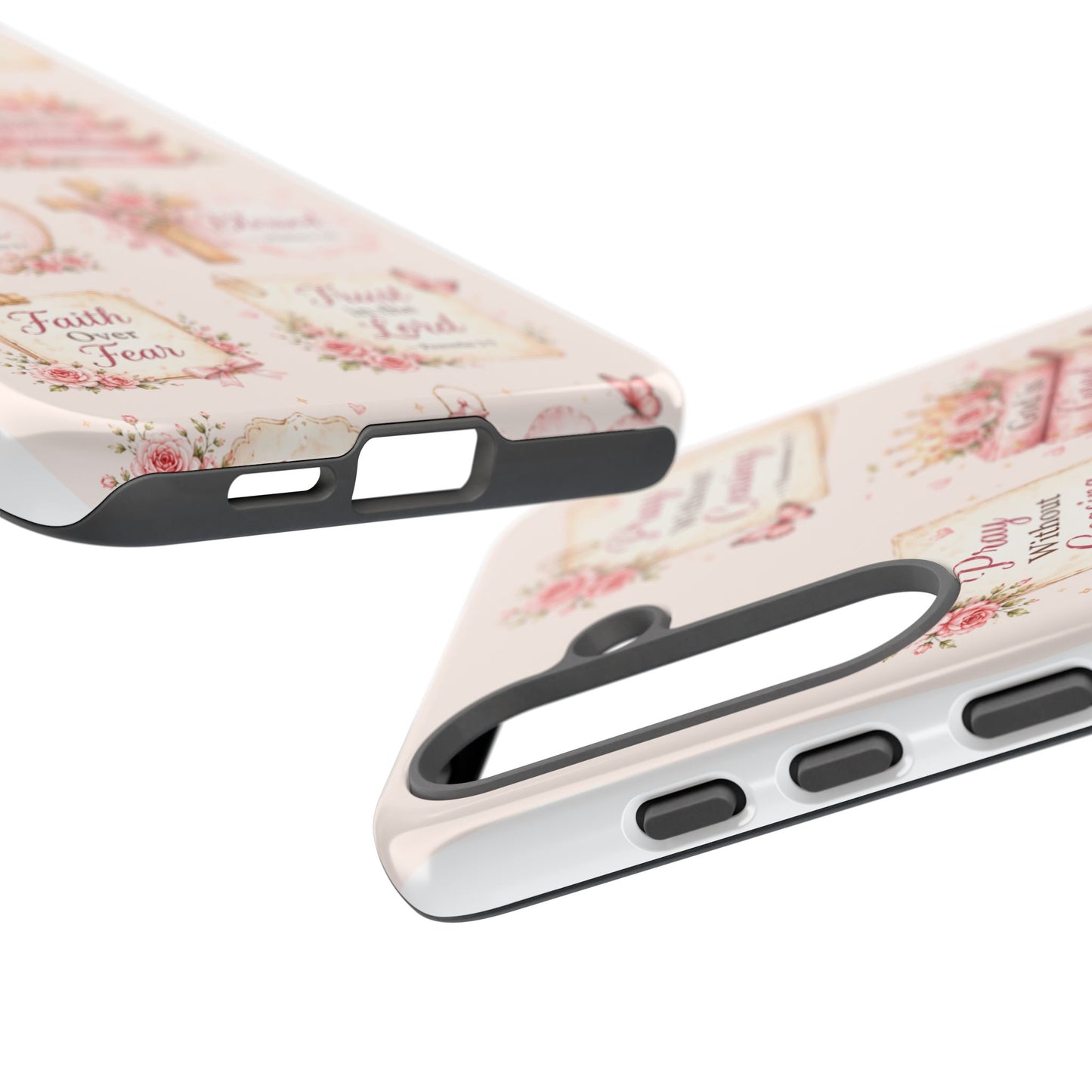 Christian Floral Phone Case — "Pray Without Ceasing" Faith Cross Design