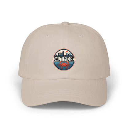 Baltimore Crab Patch Dad Cap — Retro Skyline Embroidered Baseball Hat