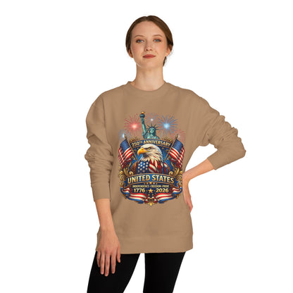 250th Anniversary United States Sweatshirt — Patriotic Eagle, Flags & Fireworks (1776–2026)