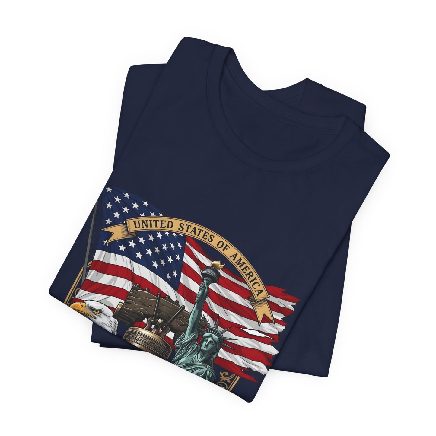 Liberty 250th Anniversary T-Shirt — American Flag, Liberty Bell & Statue of Liberty Tee