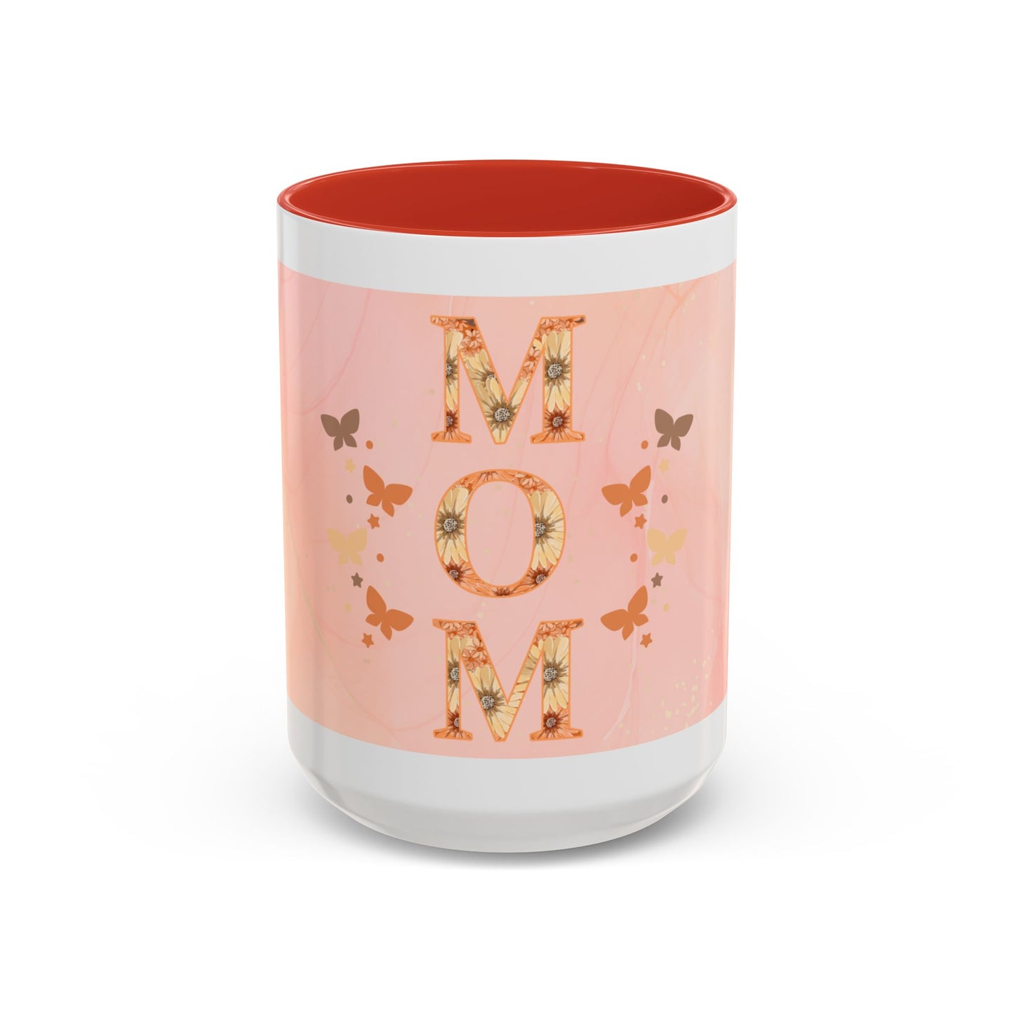 Mom Floral Accent Coffee Mug – Pink Butterfly Mother's Day Gift (11/15oz)