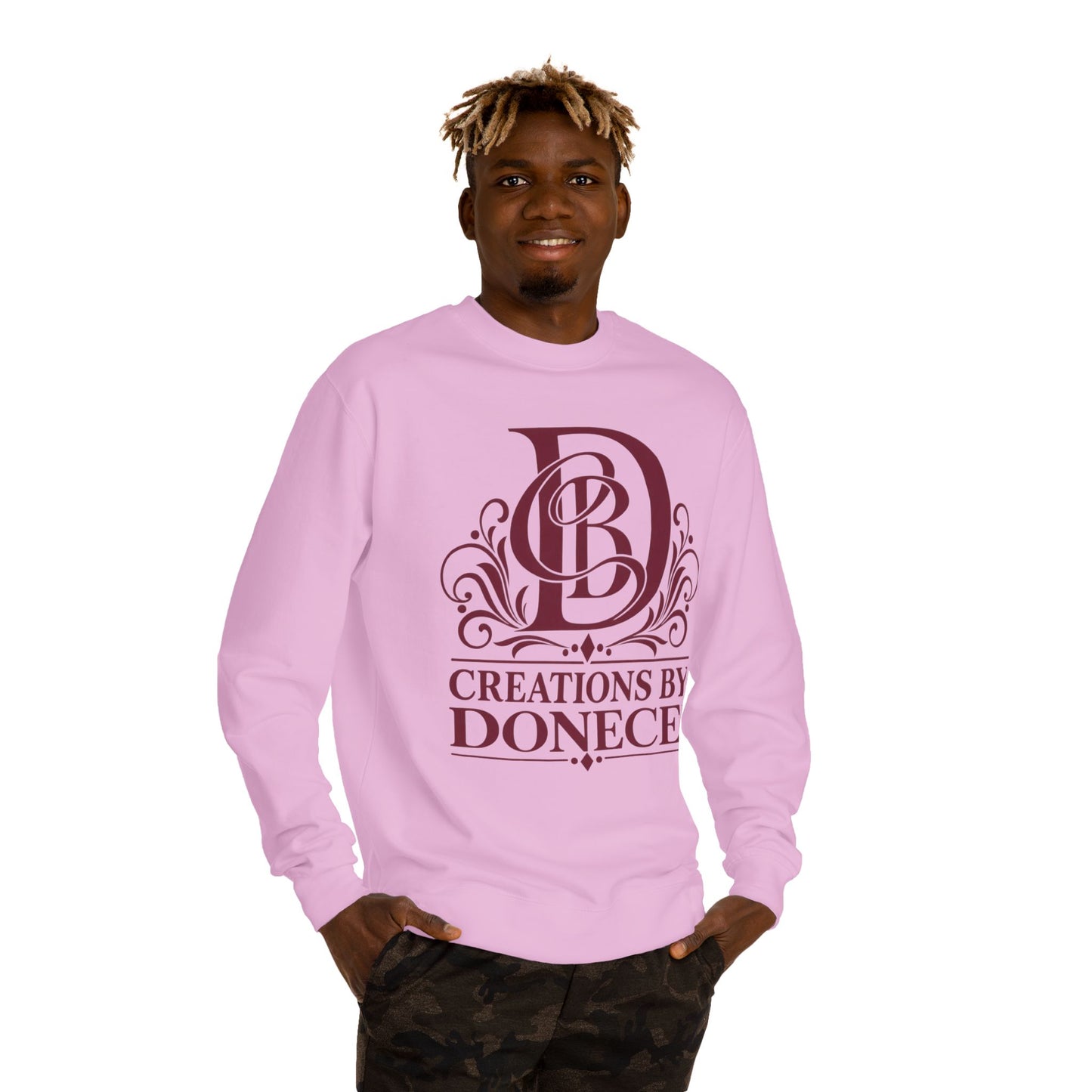 Crewneck Sweatshirt — Creations by Donece™ Burgundy Monogram Logo