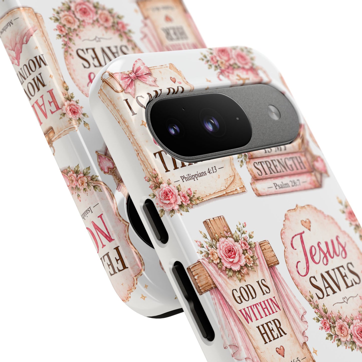 Faith Phone Case — 'Jesus Saves' Floral Christian Scripture iPhone Case