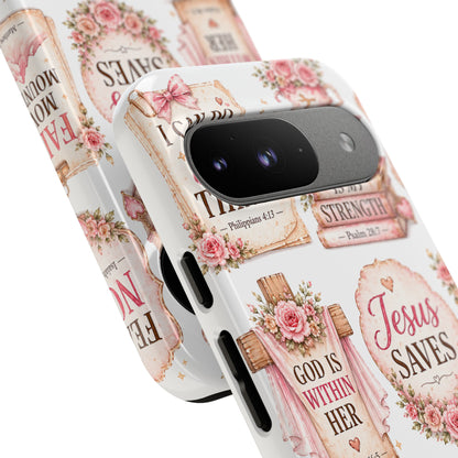 Faith Phone Case — 'Jesus Saves' Floral Christian Scripture iPhone Case
