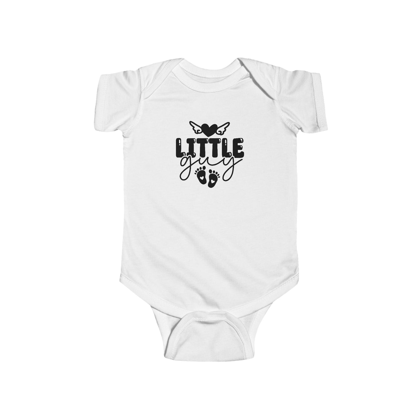 Infant Bodysuit - "Little Guy" Cute Baby Onesie with Butterfly & Footprints