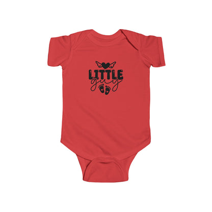 Infant Bodysuit - "Little Guy" Cute Baby Onesie with Butterfly & Footprints