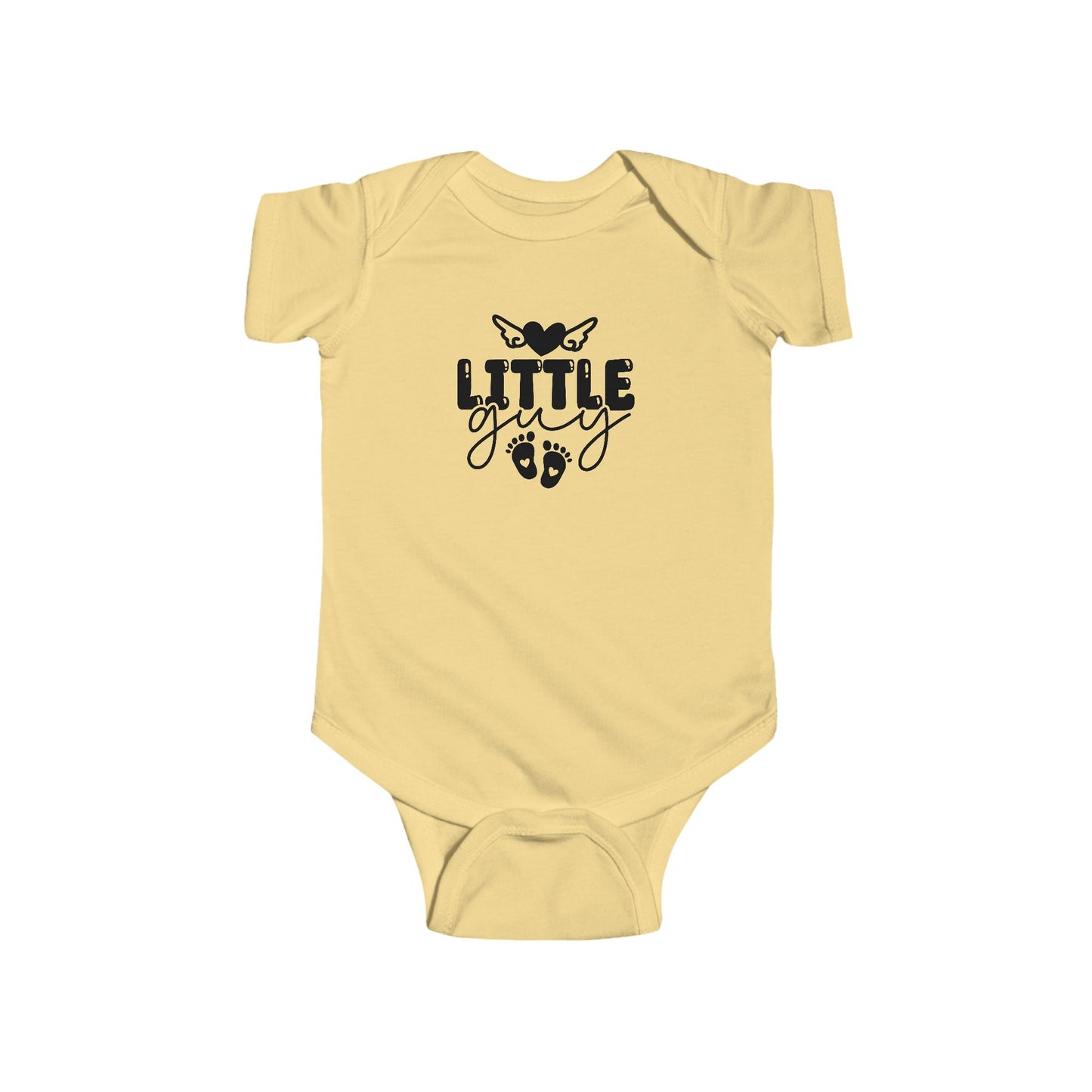 Infant Bodysuit - "Little Guy" Cute Baby Onesie with Butterfly & Footprints