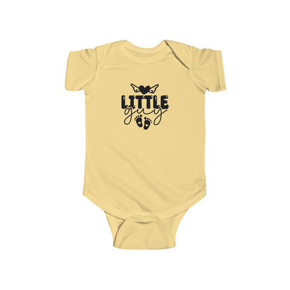 Infant Bodysuit - "Little Guy" Cute Baby Onesie with Butterfly & Footprints