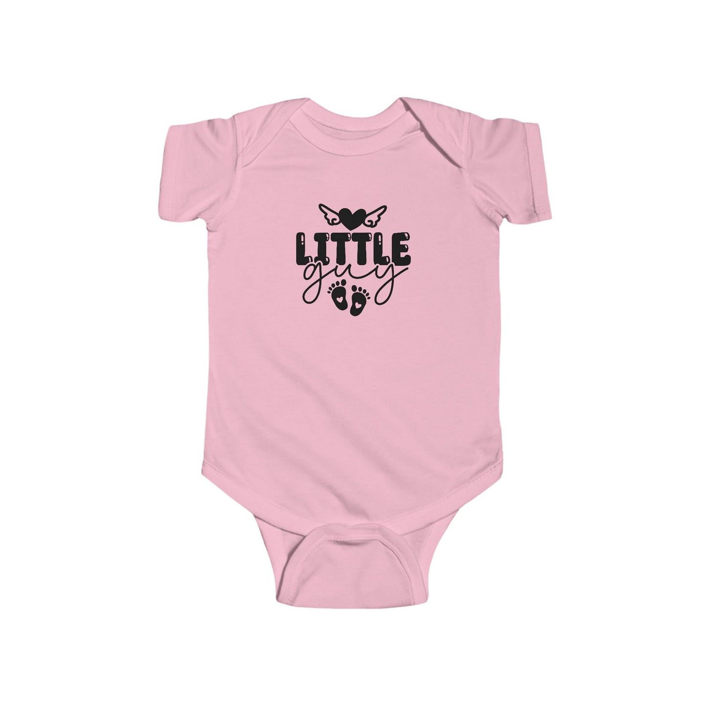 Infant Bodysuit - "Little Guy" Cute Baby Onesie with Butterfly & Footprints