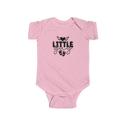 Infant Bodysuit - "Little Guy" Cute Baby Onesie with Butterfly & Footprints